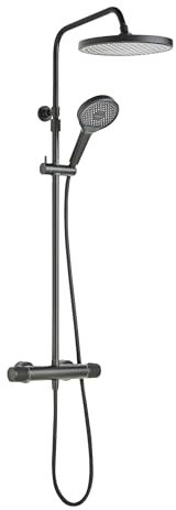 SCHÖNER WOHNEN-Kollektion Duschsystem GLAIA mit Thermostat, Mattschwarz, Duscharmatur Komplettset mit Regendusche