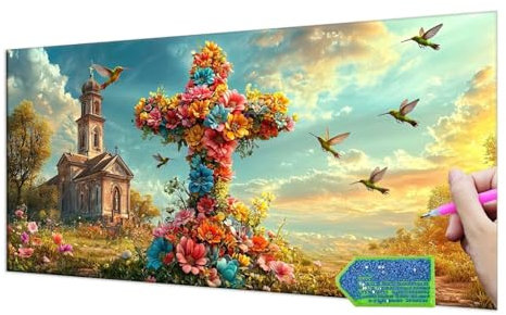 HHQGOUYG Diamond Painting Groß XXL 70x140 cm Diamant Painting Bilder cross Diamond Art Erwachsene DlY Ful Round Diamant Kunst Malerei zubehör Set Kreuzstich Bilder Home Wand Dekor Geschenk y-1003