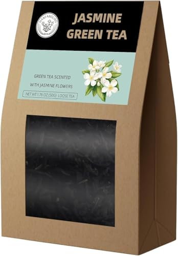HANFANGLING Jasmine Green Tea, Natural Loose Leaves, Promotes Metabolism, Relieves Anxiety and Stress, Regulates Blood Glucose Levels, Promotes Digestion, Tea Gift,50g