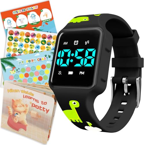 Toddler Potty Training Set - Potty Training Watch with Musical/Vibrating Alerts, Fun Chart Book, Progress Chart and Stickers