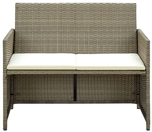 Kangqiling Gartensofa 2-Sitzer mit Kissen beige aus Polyrattan, beige, 46396