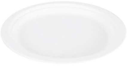 Sanjoma Chemical Solutions 100 unidades Platos redondos Reciclables Material Bagazo de caña de Azúcar - Color blanco/Kraft(Color cartón) (Blanco, 18cm)