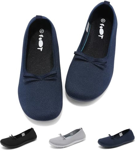 Merdoo Zapatos Planos de Ballet Mujer Bailarinas Flats sin Cordones Zapatos Bailarina para Mujer con Puntera Redonda Cómoda Clásica Punto Bailarinas Zapatos Azul 37 EU
