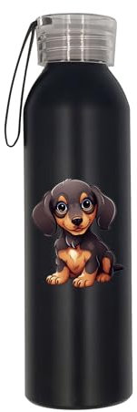 Dachshund - Botella de agua de acero inoxidable con aislamiento para cachorros de perro salchicha