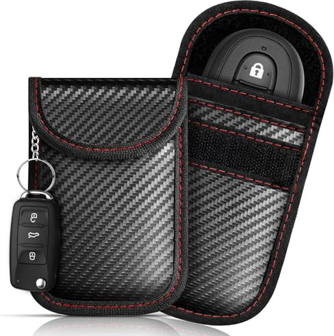 Omnikryp 2 PCS Bolsas para Llaves de Coche, Faraday Bolsa Llaves Coche RFID | Bolsa para Llaves de Coche de Fibra de Carbono, Bolsa de Blindaje de Señal, para RFID Protección Antirrobo