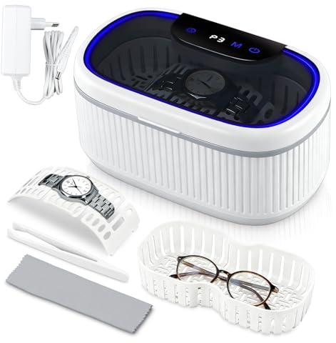 Feelhap Ultraschallreinigungsgerät 45000Hz, Ultraschallreiniger 550ml Brillenreinigungsgerät mit 5 Zeiteinstellungen, 3 Leistungsstufen und Digitalanzeige, Ultrasonic Cleaner für Brille Schmuck Uhren
