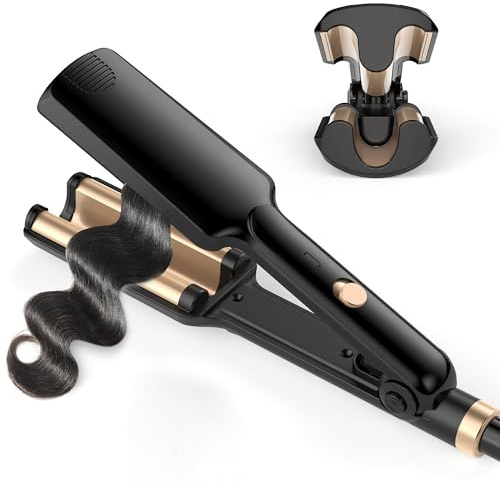 UKLISS Welleneisen für Haare - Pro Mini Leichter Welleneisen, 3 Fässer Beach Waves Lockenstab, Mermaid Hair Waver für Wellen Haare Reisegröße Waver, Geeignet für Anfänger