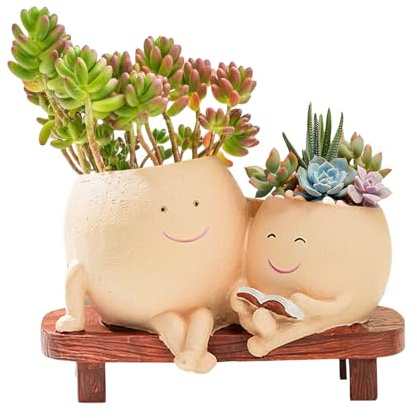 SCBOY Blumentopf mit Smiley sukkulenten Topf Dekorative Pflanzgefäße für den Innenbereich mit Abflusslöchern Lustige Kreative Geschenke für Haus und Garten