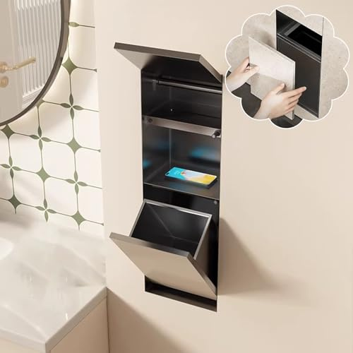 Unterputz Toilettenpapierhalter Verdeckter, In die Wand Eingelassener Toilettenpapierhalter mit Ablage, Wasserdichter Wandhalter für Toilettenpapier, Eingebaute Nischeneinlage für die Badsanierung