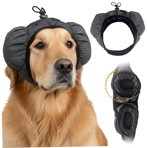 Takingup Hunde-Ohrenschützer, Lärmschutz, schwarz, Hunde-Ohrenschützer, schalldicht, Geräuschunterdrückung, bequem, leicht, Haustier-Gehörschutz für Hubschrauber, Feiern, Größe L
