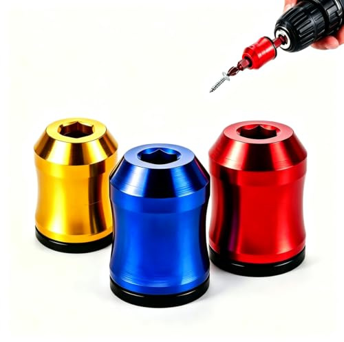 3 Pcs Magnetic Screw Rings, Removable Holders for Hex Driver Bits | Removable Slide-On Alloy Holders, Keeps Steel Screws Positioned, Colour-Coded Holders, for Furniture Assembly and Repairs