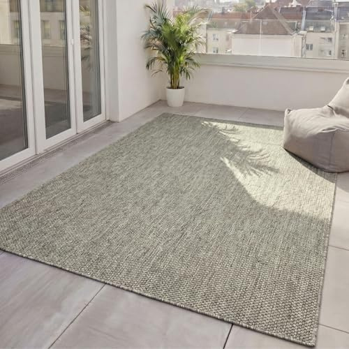 benuta Basic In- & Outdoor Teppich Wohnzimmer Iowa - Dunkelgrau 160x230 cm - Boho Jute-Look wetterfest für Balkon, Terrasse - Schlafzimmer, Küchenteppich & Wohnzimmerteppich - Strapazierfähig & Robust