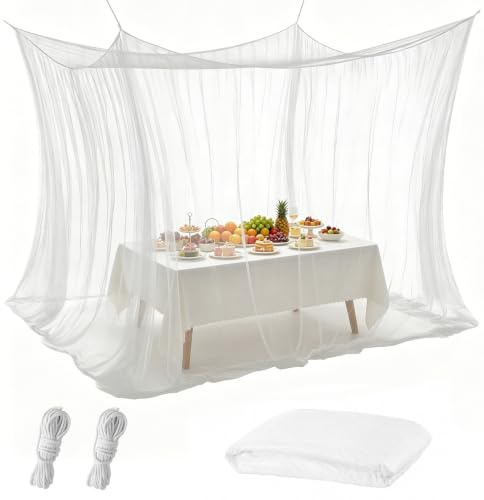Zanzariera 300 x 300 x 250 cm, XXL, per esterni, maglia fine 220, con 1 porta, zanzariera per gazebo, giardino, terrazza, balcone, campeggio e letto, bianco (bianco)
