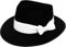 Schwarzer Gangsterhut für Erwachsene, Kostüm-Zubehör – Hochwertiger AL Capone Gangsters Trilby Black Gangster Fedora mit weißem Band – perfekt für Gangster-Kostüme – 58 cm