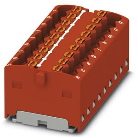 PHOENIX CONTACT PTFIX 18X1,5 RD Verteilerblock, Intern Gebrückt, 450 V, 17,5 A, Anzahl der Anschlüsse 18, Querschnitt 0,14 mm²-2,5 mm², AWG 26-14, Breite 37,4 mm, Höhe 17,7 mm, Rot, 20 Stück