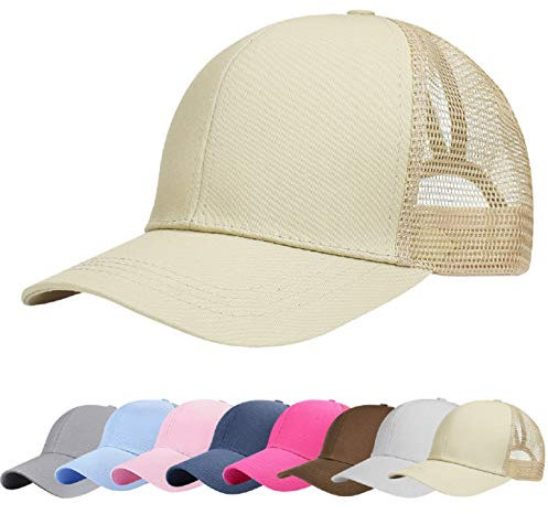 UMIPUBO Mesh Baseball Cap für Damen Basecap Outdoor Sport Mütze Lässig Baseballkappe Nettokappe Schachtelhalm Baseballmütze (Khaki)