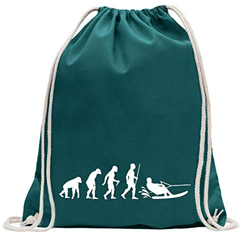 Kiwistar - Turnbeutel - Petrol - Wakeboarden Ski Evolution - Fun Rucksack Sport Beutel Gymsack Baumwolle mit Ziehgurt