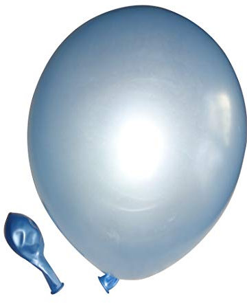 50 große Premium Luftballons 100% Bio, Freie Farbwahl 40 Farben 27cm Durchmesser, heliumgeeignet, für Party, Geburtstag, Feiern (metallic hellblau)