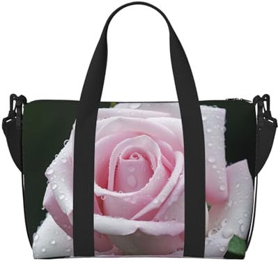 Joli sac à bandoulière imprimé roses, grand sac à main pour le week-end, le shopping, le travail, noir, taille unique, Noir , Taille unique
