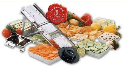 Mandoline Classique Inox 38 L avec Chariot Protection - 3 et 10 mm