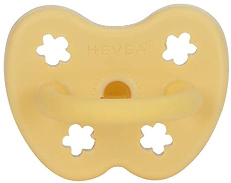HEVEA farbiger Schnuller aus Naturkautschuk mit natürlichen Farbpigmenten, pflanzlich, kunststofffrei, ungiftig, umweltfreundlich, BPA-frei (Banana, 3-36 Monate kieferorthopädische)