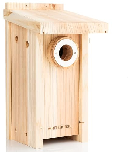 WHITEHORSE Premium Cedar Bird House - Weatherproof Design - A Nest Box Built to Certification Specs - Enjoy Bird Watching While Supporting Birds