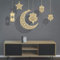 Holz Anhänger Ornament 6 Stück Ramadan Kareem Dekoration, Halbmond Sterne Stil Licht Form Ramadan Eid Mubarak Dekorationen
