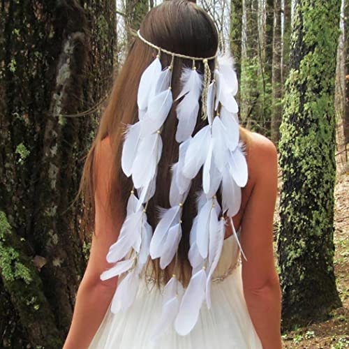 Fashband Boho Haarbänder Layered Feathr Stirnband Halloween Dekoration Kopfschmuck Tribal Zubehör für Frauen und Mädchen