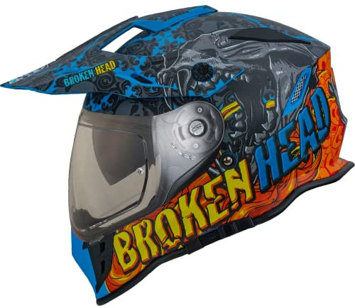 Broken Head Tigris VX2 Motorradhelm - Enduro Motocross-Helm - Cross-Helm mit Visier und Sonnenblende (XS (53-54 cm))