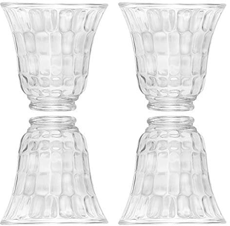 Skelang 4 Pcs Pantalla de vidrio de 42 mm, globos de vidrio de repuesto, globos de repuesto en forma de campana para ventilador de techo y ciertos candelabros con tornillos (martillado)