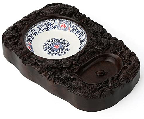 XSSS-ZC Massivholz-Aschenbecher, Keramik-Aschenbecher, chinesischer Blauer und weißer Porzellan-Aschenbecher, Mode-Heimdekoration, Büro-Aschenbecher, Kunsthandwerk Ornamente