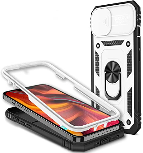 NALIA Military-Style Ringhülle für iPhone 13 Hülle - Hardcase, Weiß