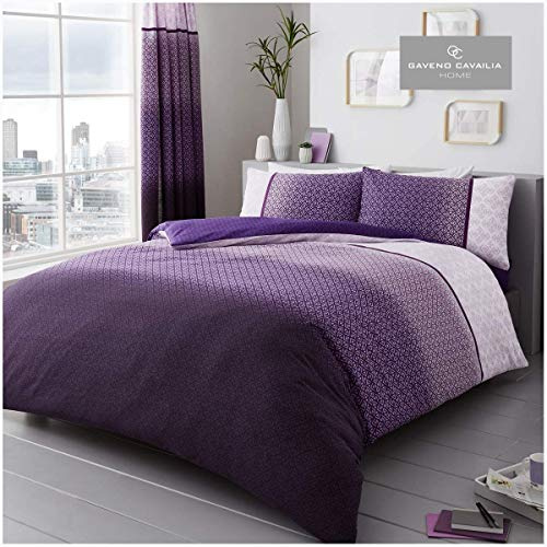 GC GAVENO CAVAILIA Printed Duvet Cover Sets, Reversible Bedding Bed Set, Polycotton Quilt Covers, Blake-Purple, King (674412)
