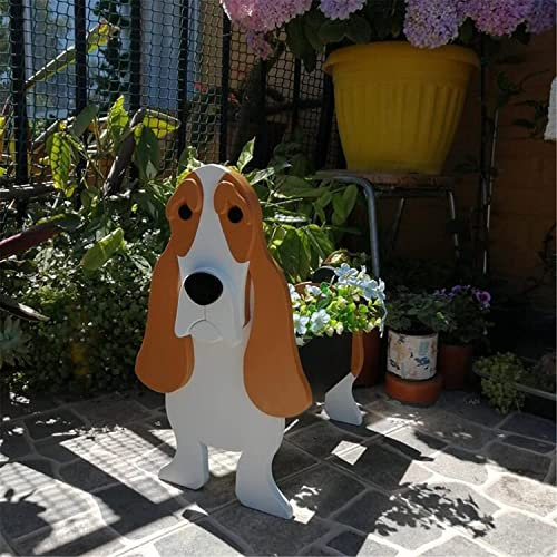 Dog Planter Plant Pot，2022Animal Flower Planter Pot for Garden Decoration,Storage Container Dog Planters， Handmade Planter for Garden Flower Cactus Air Plants and Office Home Decor Gift (Basset Hound)