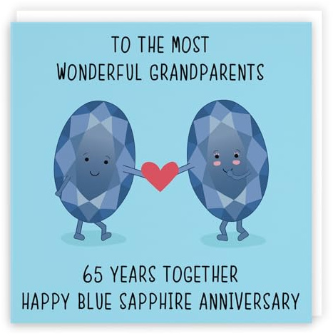 Hunts England - Large Grandparents 65th Anniversary Card - To Wonderful Grandparents - 65 Years Together - Happy Blue Sapphire Anniversary - Iconic Collection - Large - 210 x 210 mm