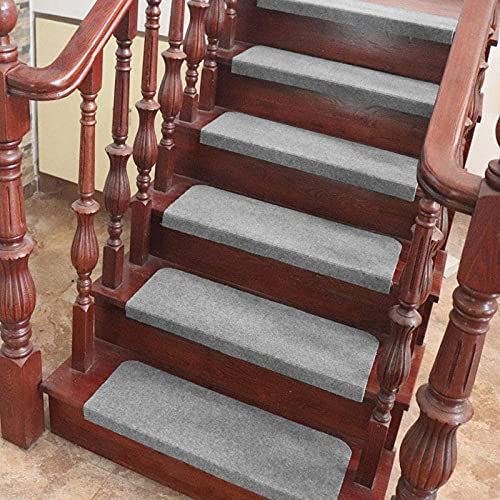 HUOLE Terciopelo Alfombras Antideslizantes Peldaños De Escalera Alfombrilla Antideslizante Protección Ara Escaleras, Autoadhesiva, Fácil De Limpiar,Grey-65x25cm(30pc)