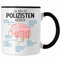 Trendation - Polizist Tasse Geschenk Lustiger Spruch Polizisten Gehirn (Schwarz)