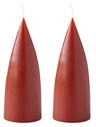 Kunstindustrien® Stumpenkerzen, Hergestellt in Dänemark, 43 Farben verfügbar, Kegel Kerze, Durchgefärbte Stumpenkerze lange Brenndauer von 15 Stunden, Kerzen Deko, 2 Stück, 6,5 x 16cm (Rost)
