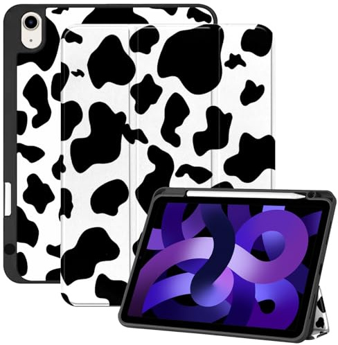 Deokke Compatibile con iPad Air 5th Generation Case 2022/iPad Air 4th Generation Case 2020 10,9 pollici con portapenne e custodia posteriore in TPU morbido, Auto Sleep/Wake-Black