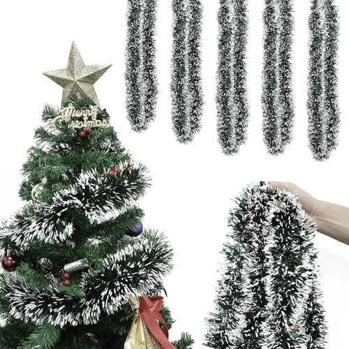 Grüne Weihnachtsbaum-Girlande, 10 m, für außen und innen, dunkelgrün