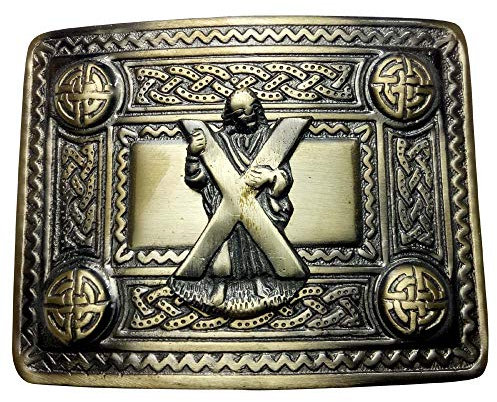Herren Schottische Kilt Gürtel schnalle Keltischer Knoten 4 Demo Arbeit mit Antik Finish Kilt Gürtel für Schnalle (Kilt Gürtelschnalle ST Andrew)