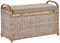 Korb-Outlet Rattan Sitzbank Sitzhocker mit Stauraum Rattanhocker mit Deckel Hocker (Groß Natur Grau)