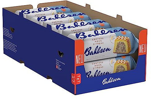 Bahlsen Comtess Mohn Zitrone - 8er Pack - saftiger Zitronenkuchen mit Mohnfüllung und heller Glasur, einzeln verpackt (8 x 350 g)