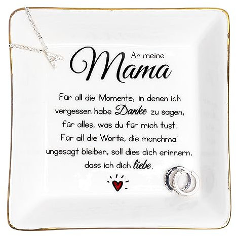 Darlena Mama Dekoschale | Mama Geschenk, Geburtstagsgeschenk | Schmuckschale, Schmucktablett mit Spruch | Danke Geschenke für Mama zum Geburtstag, Muttertag oder Weihnachten