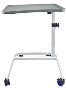 Healthcare Height Adjustable Portable Overbed table & Chair over-bed table with wheels- Hospital Bed Table- Laptop, Reading, Eating Breakfast Cart Stand- NT7203