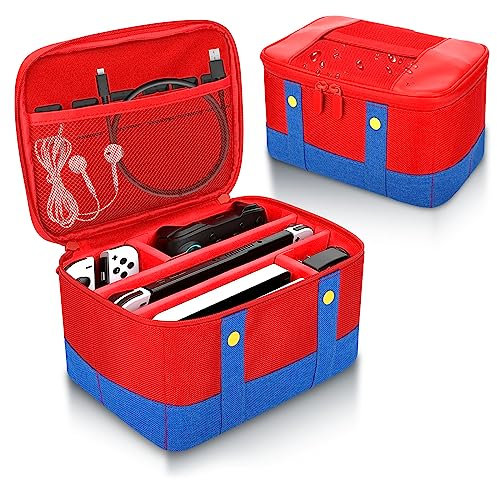 Joli étui de transport pour Nintendo Switch/Lite/OLED, coque souple portable, étanche, sac de transport de voyage, sac à bandoulière Oxford pour console NS SD, station d'accueil JoyCons, accessoires