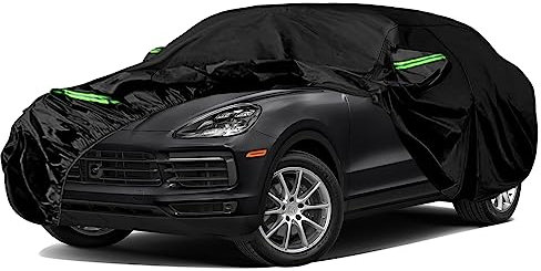 wasserdichte Autoabdeckung Ersatz für Porsche Cayenne 2009–2025, 6 Schichten Abdeckplane Allwetter Auto Abdeckung mit Reißverschluss-Tür und winddichten Bändern für Schnee, Regen, Staub, Frostschutz
