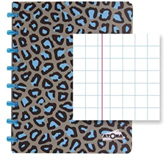 ATOMA Notizbuchsystem - Leopard - A5 - hellblau - Kariert 5 mm