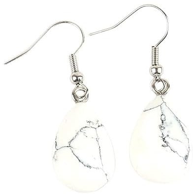 LODMLOER Naturstein-Tropfen-Ohrringe Für Damen – Tropfen-Wassertropfen-Opal-Kristall-Lazuli-Perlen Baumeln, Natürlicher Anhänger, Stein-Ohrring, Handgefertigter Damen-Schmuck, Weiß-Türkis