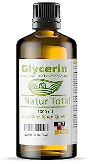 Glycerin 1000ml vegan pure Pharmaqualität rein pflanzlich Glyzerin Glycerol flüssig 1L-Flasche (Inhalt 1,2 kg)